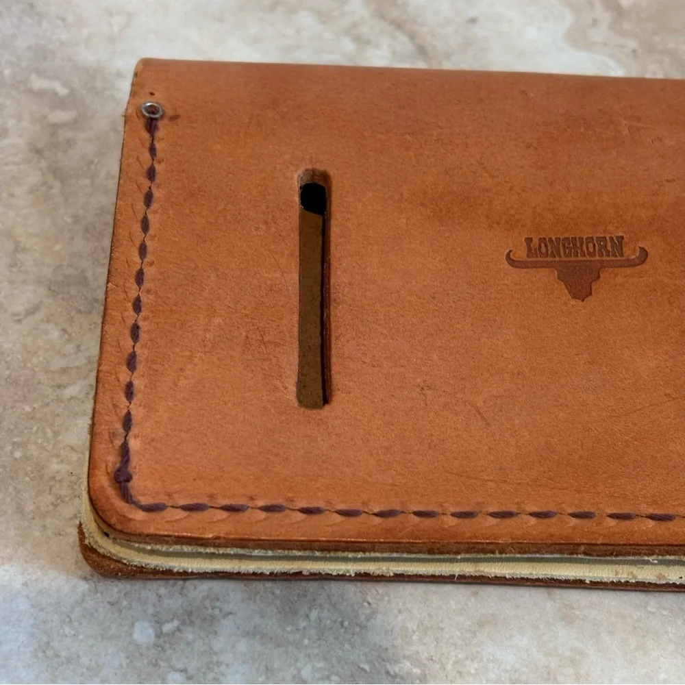 Longhorn Leather natural leather snap pouch